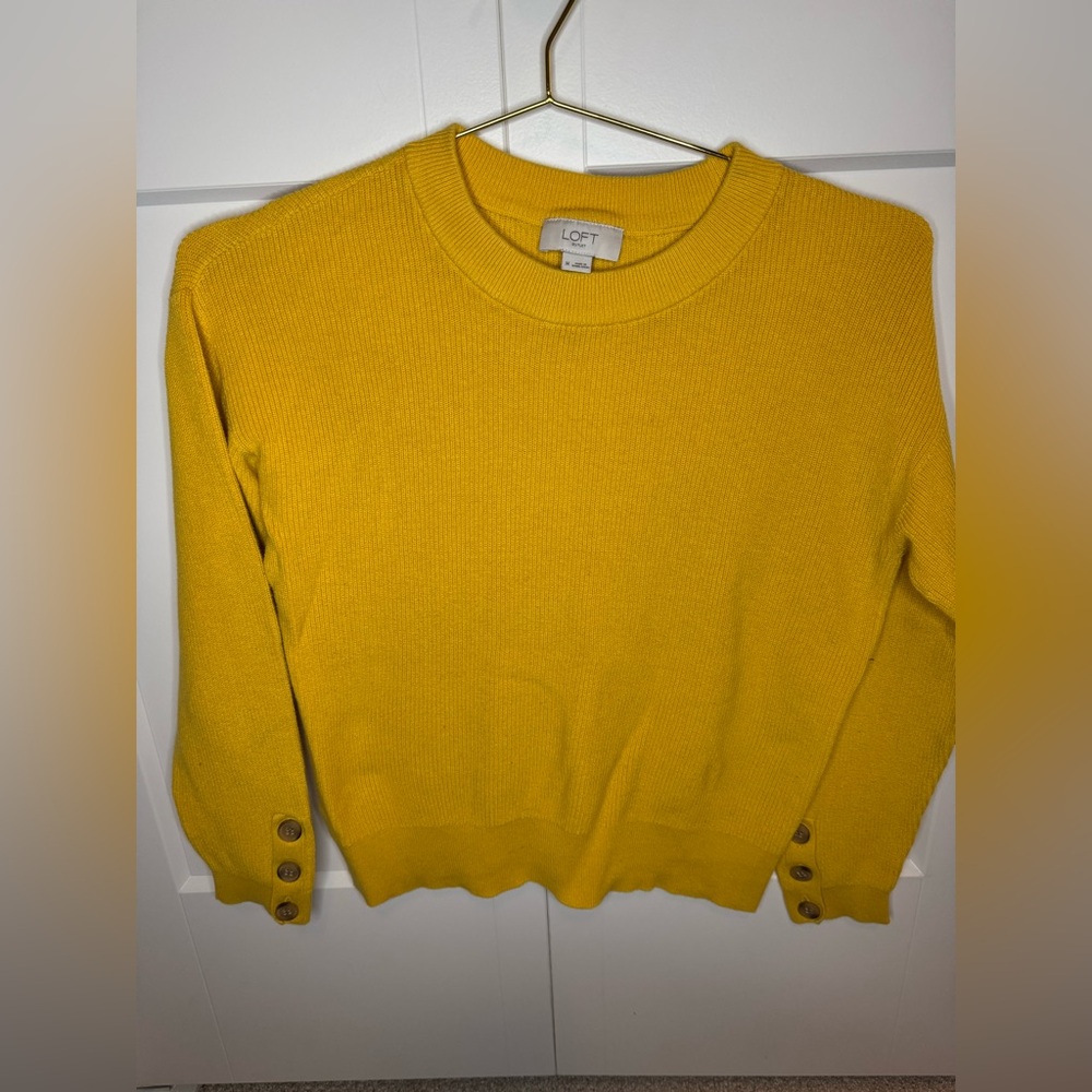 LOFT Mustard Button-Detail Sweater